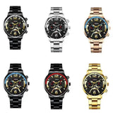 GENEVA Watch for Men trend calendar steel strip quartz business metal fashion clock wrist watch with Gift Box