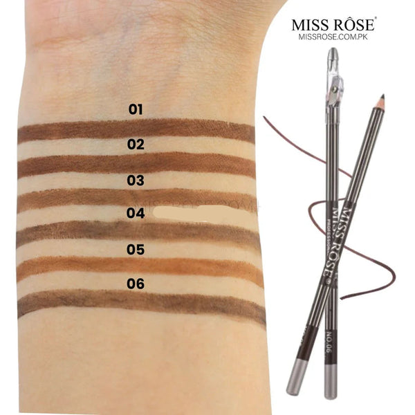 Miss Rose Pack of 06 2 in 1 Eyebrow & Eyeliner Pencil