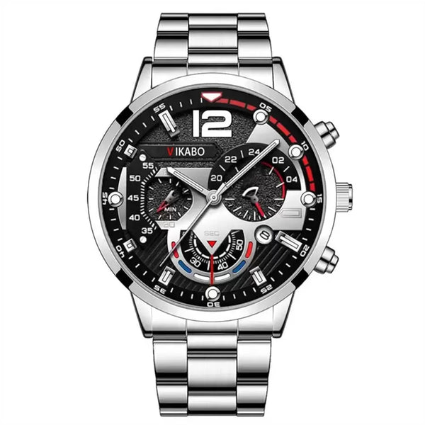 GENEVA Luxury Watch for Men Fashion Casual Wristwatches Business Men Quartz Watch 8395-Silver with Gift Box