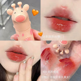 GEGE BEAR Cute Deer Crystal Jelly Mirror Lip Gloss Glass Lipstick Moisturizing Red