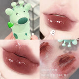 GEGE BEAR Cute Deer Crystal Jelly Mirror Lip Gloss Glass Lipstick Moisturizing Red