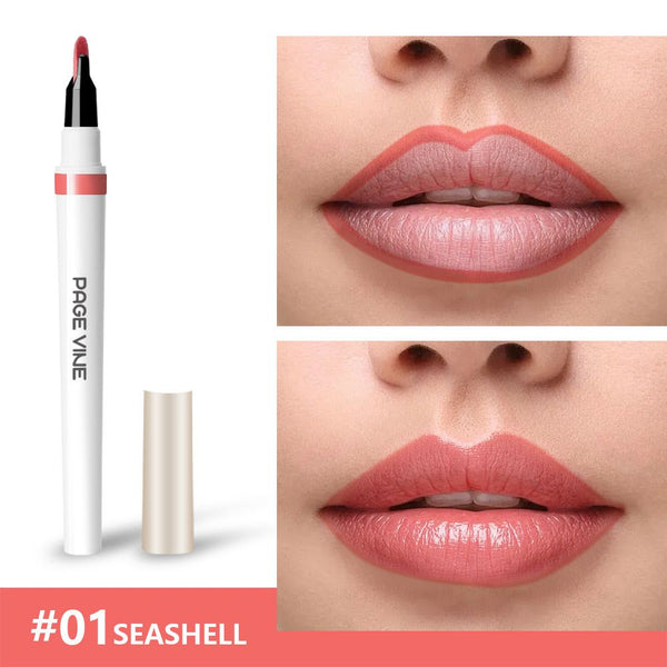 Page Vine  calligrapy 2-in-1 Lip Stain & Liner - Long-Lasting Transfer-Proof Lip Makeup with Precise Pen Tip,