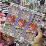 Miss Beauty New Pack of 12pcs Cartoon Characters Artificial  , Fancy Nails With Nail stickerFor Kids and for Girls