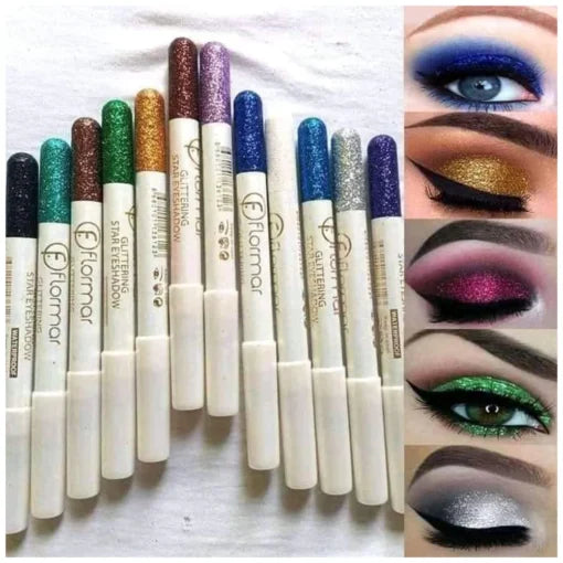 Flormar Pack Of 12 Multicolor Glitter Eye-Shadow Pencil