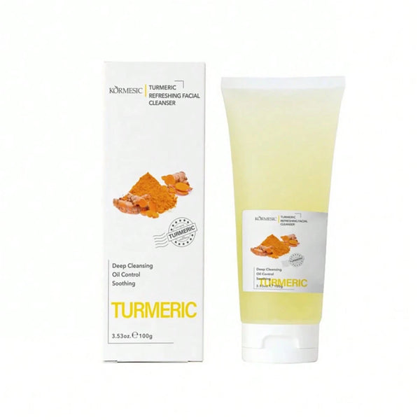KORMESIC Turmeric Refreshing Facial Cleanser Hydrating & Brighten Clean Pores Deep Skin Care Refreshing & Moisturizing Cleanser, Mild Face Wash  100g