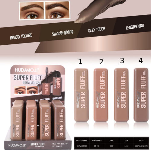 HudaMoji Super Fluff Brow Mousse – Tinted, Long-Wear Brow Setter  EB-116)