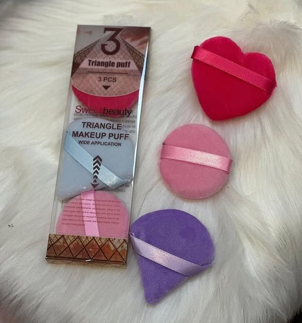 Sweet Beauty 3 Pcs Triangle Soft Makeup Puff for Loose Powder Soft Body Cosmetic Foundation Sponge Mineral Powder Wet Dry Makeup Tool with Strap