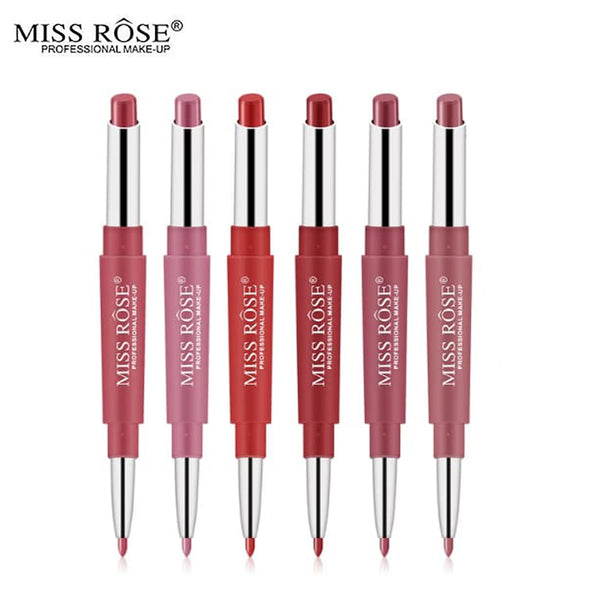 Miss rose 2 In 1 Lip Liner + Lipstick Pack of 6. Pink