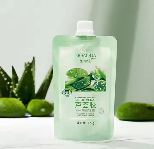BIOAQUA Natural Aloe Vera Moisturizing Gel Mask After Sun Repair Aloe Vera Facial Mask 170g