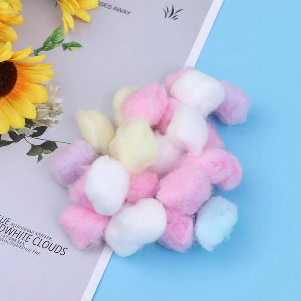 100-Piece Multicolored Cotton Balls – Soft & Absorbent for Makeup Removal & Skincare