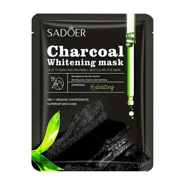 Sadoer 1 Pc Charcoal Whitening Facial  Sheet Mask