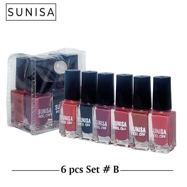 New Sunisa 6pcs Set Matte Nail Polish / Peel Off Set B