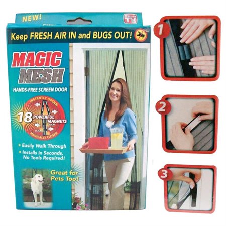 Magic Mesh Deluxe- Hands Free Magnetic Screen Door, Mesh Curtain Keeps Bugs Out, Pet & Kid Friendly- Fits Doors up to 39 x 83 Inches