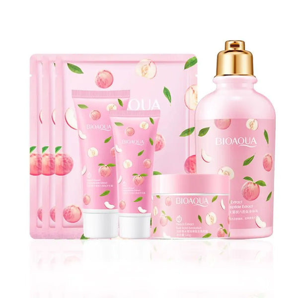 Sweet Savings Value Pack of 5 Items Bioaqua Peach Glowing Skin Care Set