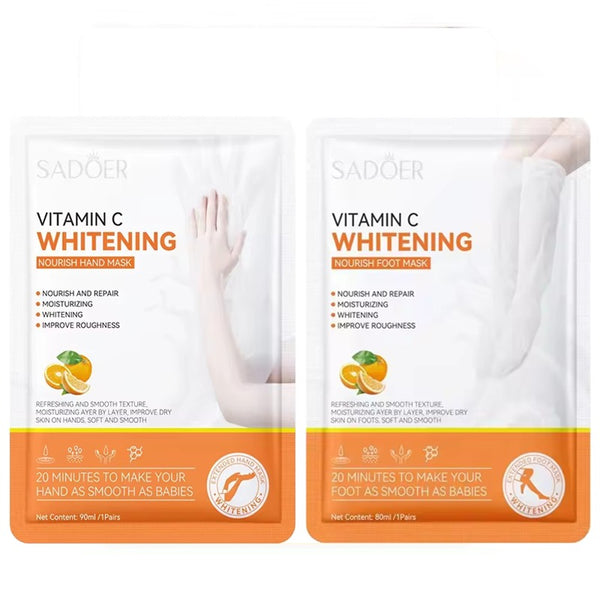 SADOER Pack OF 2 Vitamin C Whitening Moisturizing Repair Nourishing Korean Hand & Foot Mask (SD91396 SD91389)