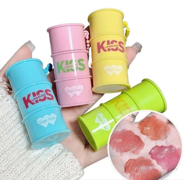 GEGE BEAR 1 Pc Drum Shape Kiss Lip Glaze High Quality Cute Oil Moisturizing Lips For Girls & Women GX1080