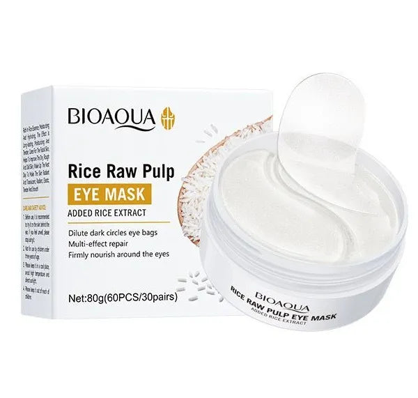 Bioaqua 60Pcs Rice Raw Pulp Collagen Eye Mask Anti Wrinkle Sleep Crystal Eye Patch Moisturizing Dark Circles Remover Eye Mask Eye Care BQY92663