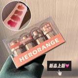 HERORANGE Pack of 4 Korean Cold Brown Milk Mud Matte Lip Glaze Long-Lasting Lipstick