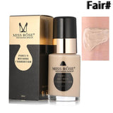 MISS ROSE Waterproof Moisturizing Oil Free Full Coverage Deep Whitener Liquid Foundation 30ml