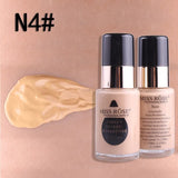 MISS ROSE Waterproof Moisturizing Oil Free Full Coverage Deep Whitener Liquid Foundation 30ml