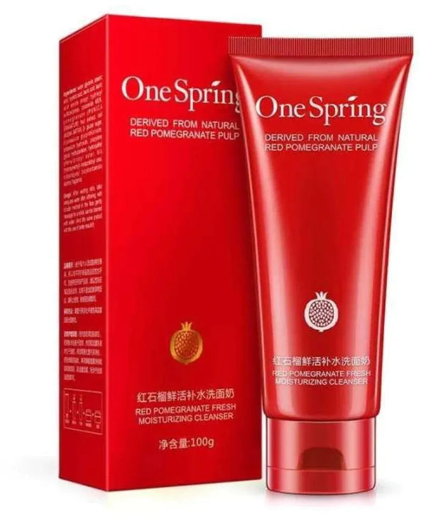 ONE SPRING RED POMEGRANATE Cleanser is , remove dirt, makeup and impurities, leaving your skin feeling soft, smooth and healthy. For Girls And Women 100g YZC4310