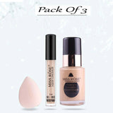 MISS ROSE Concealer Purely Natural Foundation And Blender - 3 Pcs Set