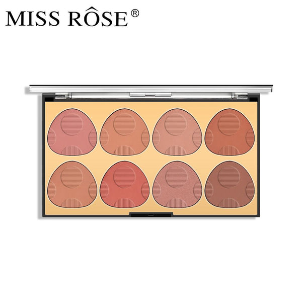 Miss Rose Makeup 8 Color 3D Blush Bright Shimmer Powder Blush Palette (Multi)