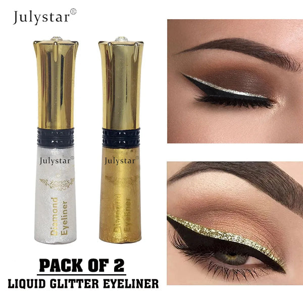 Huxia Beauty Pack Of 2 Diamond Liquid Glitter Eyeliner Gold & Silver