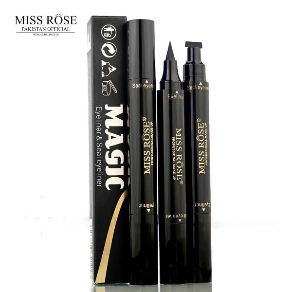 Miss Rose Makeup Liquid Black Seal Eyeliner Pencil Quick Dry Waterproof With Stamp