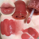 GEGE Bear Seal Lipstick With Mirror Long Lasting Moisturizing Non-stick Cup Clear Lip Glaze Waterproof Jelly