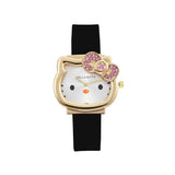 Hello Kitty New Luxury Rubber Straps Analog Quartz Stylish Kity Dial Watch For Women Brown (With Gift Box)