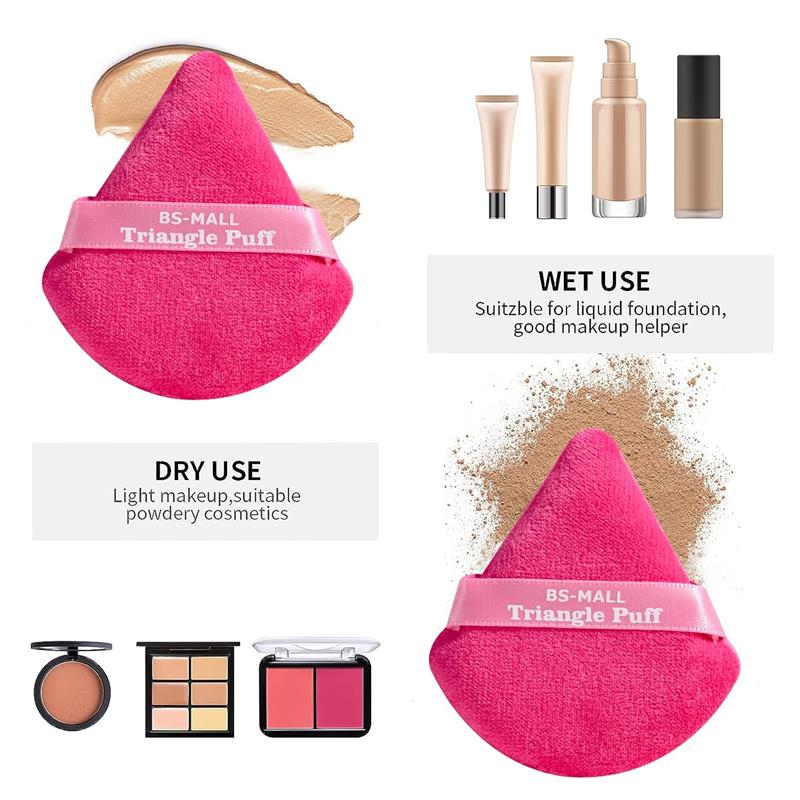 4-Piece Triangle Powder Puff Set for Face – Soft Velvet Makeup Sponges ...
