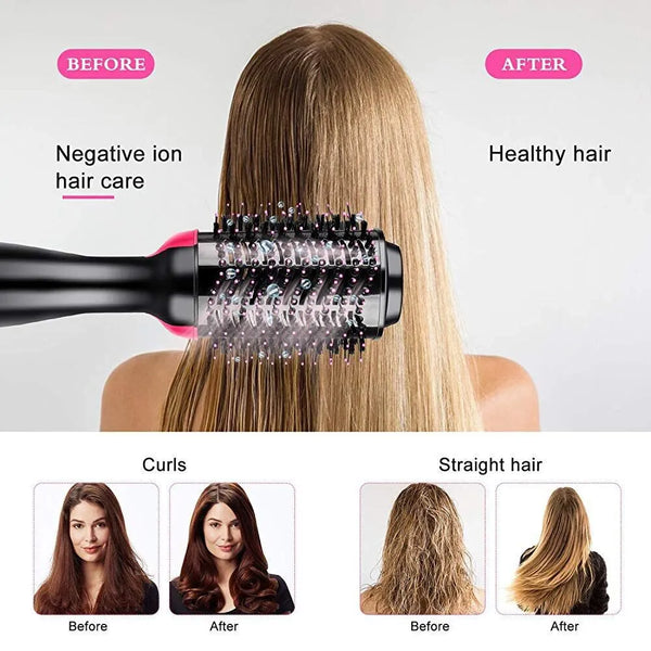 One Step 3 in 1 Electric Hot Air Brush, Dryer, Straightener, Ionic Volumizer 1000W High Power Personal Grooming Tool For Hair, Travelling Brush