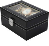 Original Brand Black PU Leather Display Collection Storage 3 Grids Watch Organizer Box