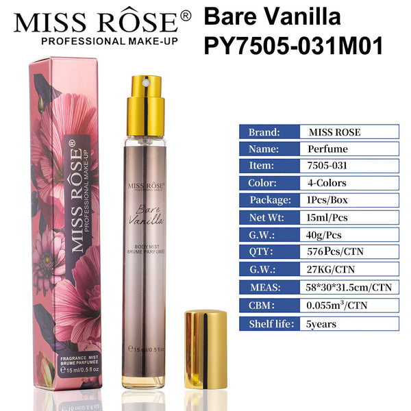 MISS ROSE  Mini Pocket Body Mist Women's Perfume Spray Long Lasting Original 15ml