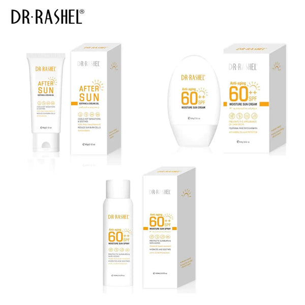 DR.Rashel 3 PC Anti-Aging And Moisture Sun Spray Sunscreen & After Sun Soothing And Cooling Gel