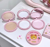 Gege Bear Cute Skin Smooth  Compact Powder Concealer Lasting Oil Control Matte Makeup Setting Powder Waterproof Face Brightening