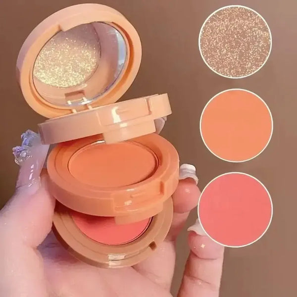 Mocmallure New Professional Long Lasting Waterproof 3 in1 Makeup Blusher & Highlighter