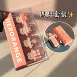 HERORANGE Pack of 4 Korean Cold Brown Milk Mud Matte Lip Glaze Long-Lasting Lipstick