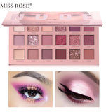 Miss Rose Matte Shimmer Pigmented Waterproof 18 Colors Eye shadow Palette 19.7g