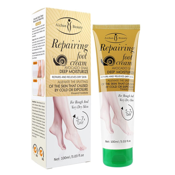AICHUN BEAUTY Repairing Foot Cream Avocado Snail Deep Moisturizing Prevent Frostbite Relieves Dry Rough Skin 100ml