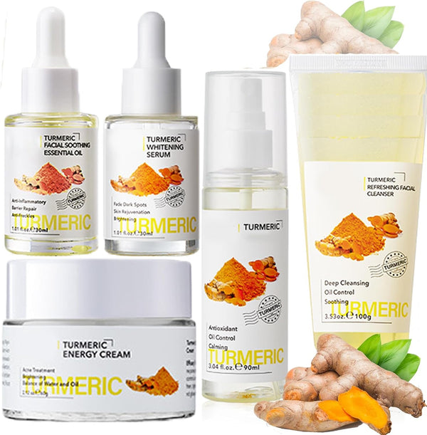 KORMESIC 5PCS Turmeric Skin Care Series Anti-Aging Glowing Skin
