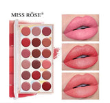 Miss Rose 18 Colors Matte Long Lasting Waterproof Nourishing Lip Cream Palette 18g 7301-006M