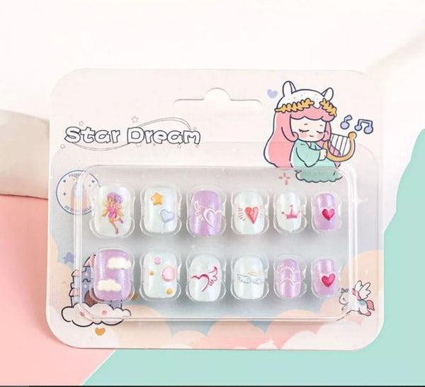 Miss Beauty New Star Dream Pack of 12  press nails for kids