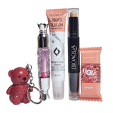 Miss Beauty Pack o 5pcs Deals Keychain Style lip gloss & Water Light lip gloss & Stick Concealer & Liquid Blusher & Pop lip gloss