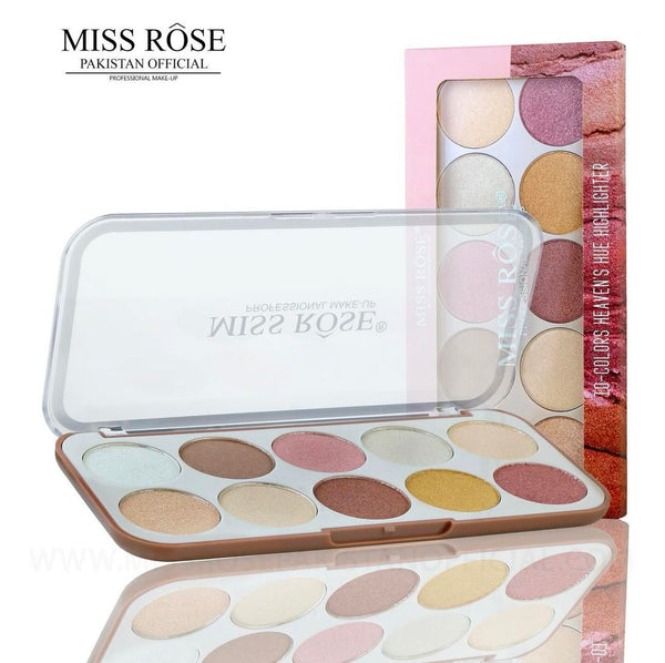 MIss Rose 10 Color Heaven Hue Highlighter Palette