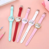 Hello Kitty New Luxury Rubber Straps Analog Quartz Stylish Kity Dial Watch For Women Pink (With Gift Box)