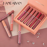 Handiyan 6Pcs Nude Makeup Lipstick Liquid Velvet Matte Gloss Lip Red Lipstick Nude Women Long Lasting Waterproof Beauty Cosmetic Kit