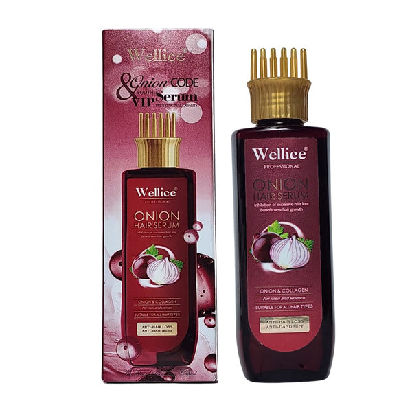 WELLICE Anti hair loss & Anti dandruff Onion & Collagen Hair Serum With Comb Head 200ml B196-01