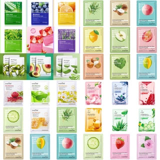BIOAQUA Pack of 30 Moisturizing Facial Face Sheet Mask & Hydrating, Moisturizing, Skin Care Sheet Mask Lip Mask And Eye Mask